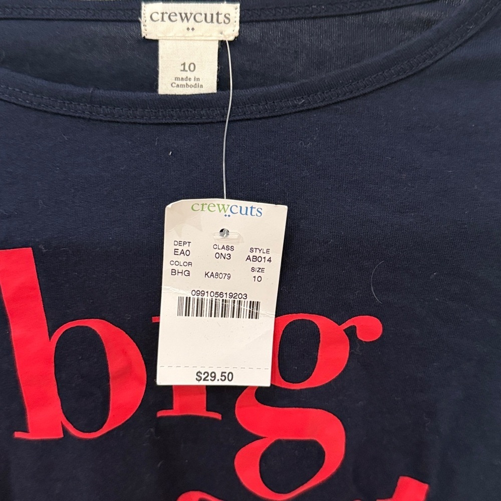 Crewcuts Jcrew Big Heart navy t shirt size 10 NWT - Picture 3 of 4
